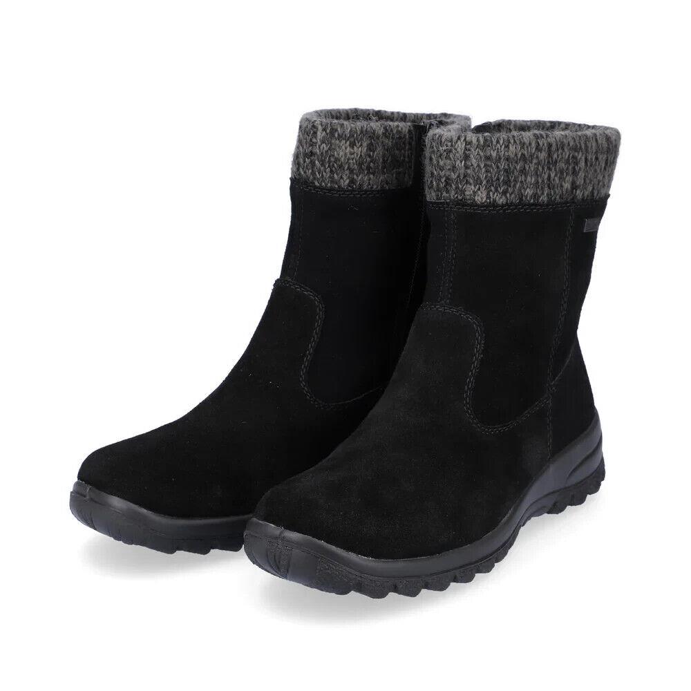 Rieker Women`s L7165-00 Eike Black Waterproof Side-zip Ankle Boots Size EU 40