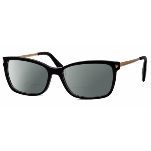 Police VPLA87 Women Cat Eye Polarized Bifocal Reading Sunglasses Black Gold 53mm Grey