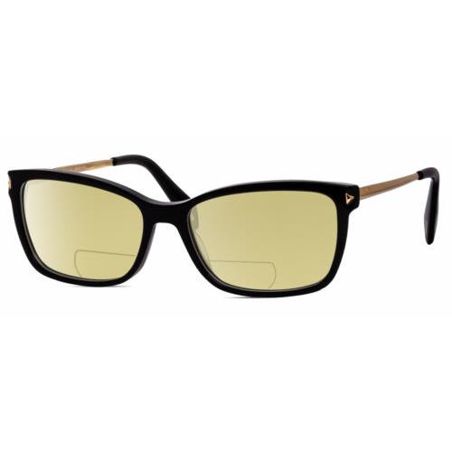 Police VPLA87 Women Cat Eye Polarized Bifocal Reading Sunglasses Black Gold 53mm Yellow