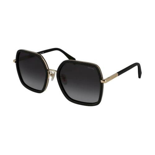 Police SPLA20 Women`s Square Sunglasses in Black Glitter Gold/grey Gradient 58mm