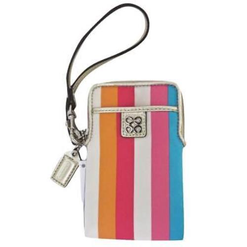 Gift Boxed Coach Legacy Striped Leather Wristlet Wallet Universal Case