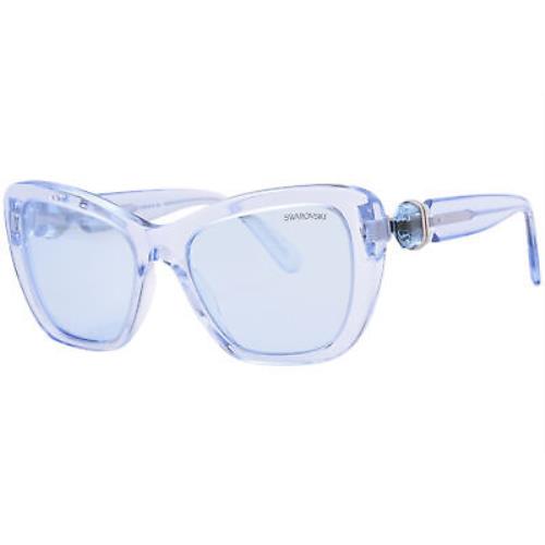 Swarovski SK6018 10491N Sunglasses Women`s Transparent Light Blue/blue Lens 52mm