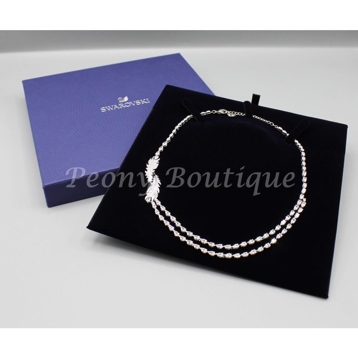 Swarovski 5493404 Nice Feather Crystal Necklace Jewelry Elegant Fashion Silver