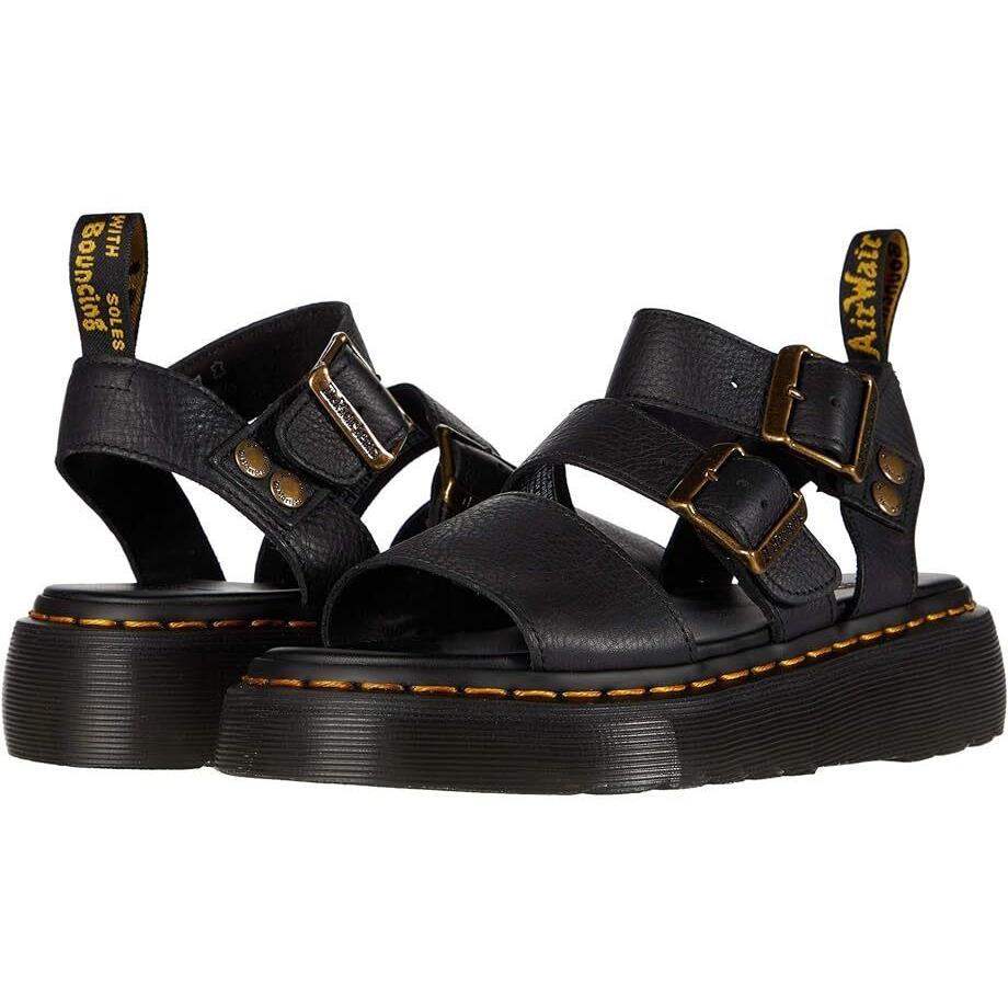 Women`s Shoes Dr. Martens Gryphon Quad Leather Platform Sandals 25720001 Black
