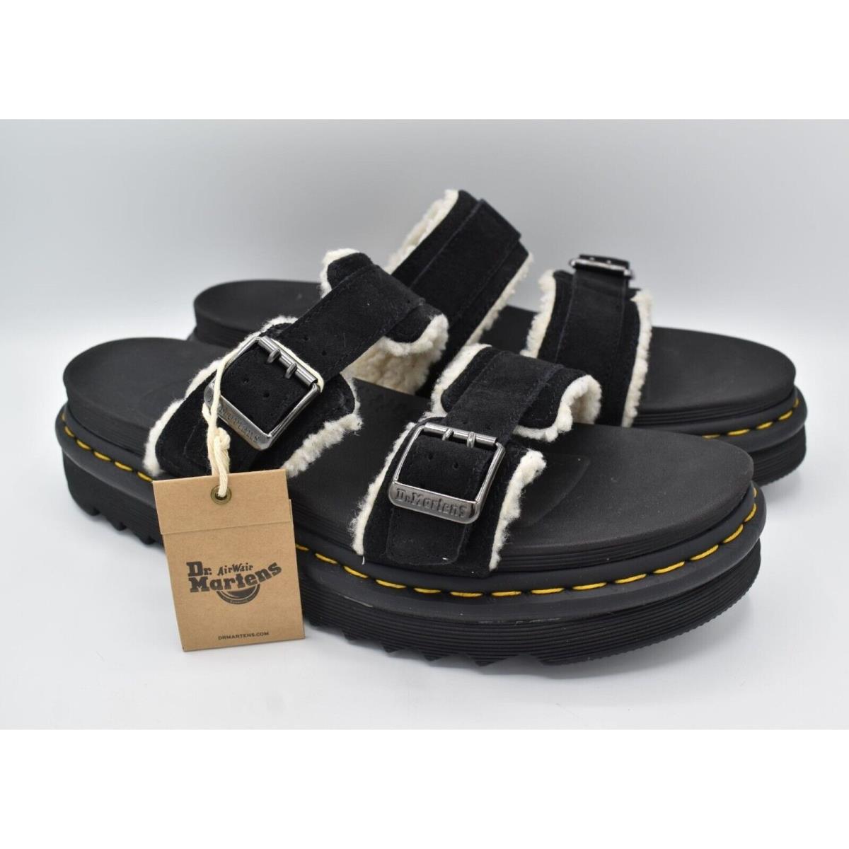 Dr Martens Mens Size 12 Myles Black Suede Buckle Slide Sandals Shoes
