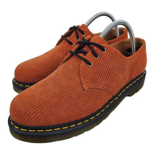 Dr. Martens Shoes 1461 Mens Size 8 Rust Orange Duchess Corduroy Oxford Casual