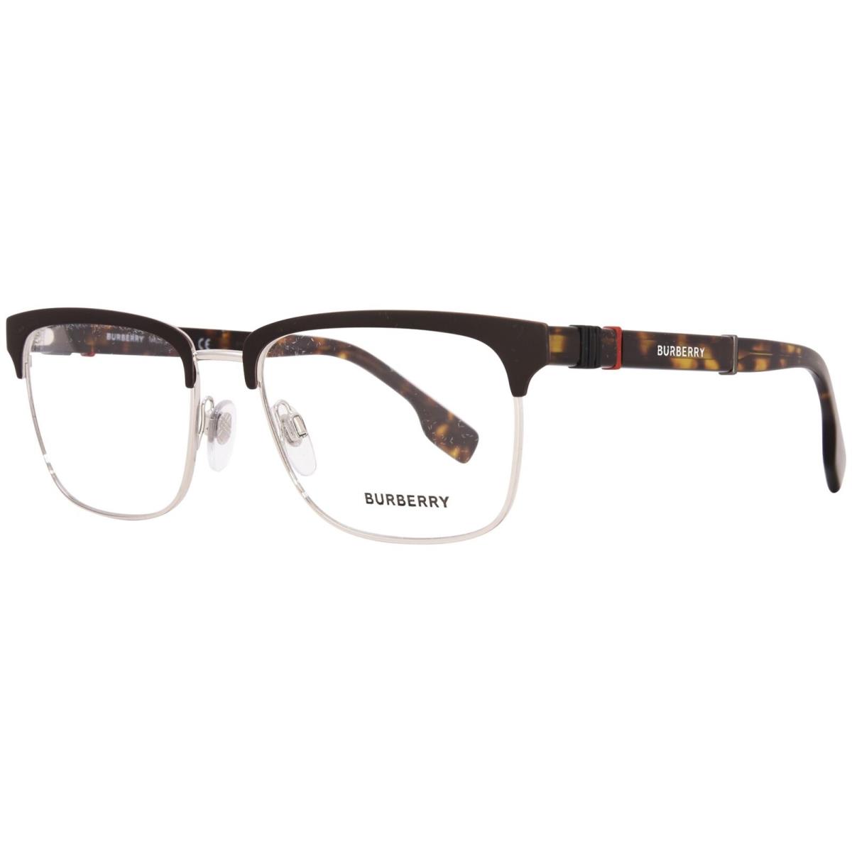 Burberry BE1348 1307 Eyeglasses Frame Men`s Silver/matte Brown Semi Rim 55-mm