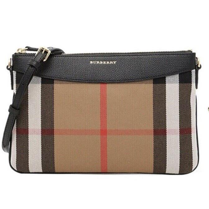 Burberry Peyton Crossbody Bag House Check Black Adjustable Strap