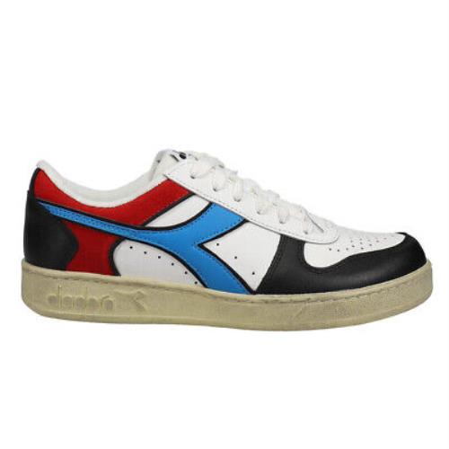 Diadora Magic Basket Low Icona Lace Up Mens Black Blue Red White Sneakers Ca
