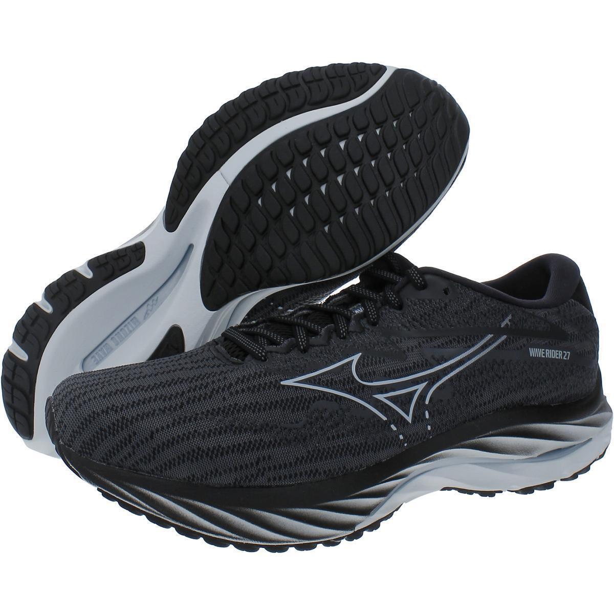 Mizuno Womens Wave Rider 27 Fitness Running Training Shoes Sneakers Bhfo 5206 - Black/Grey/Silver