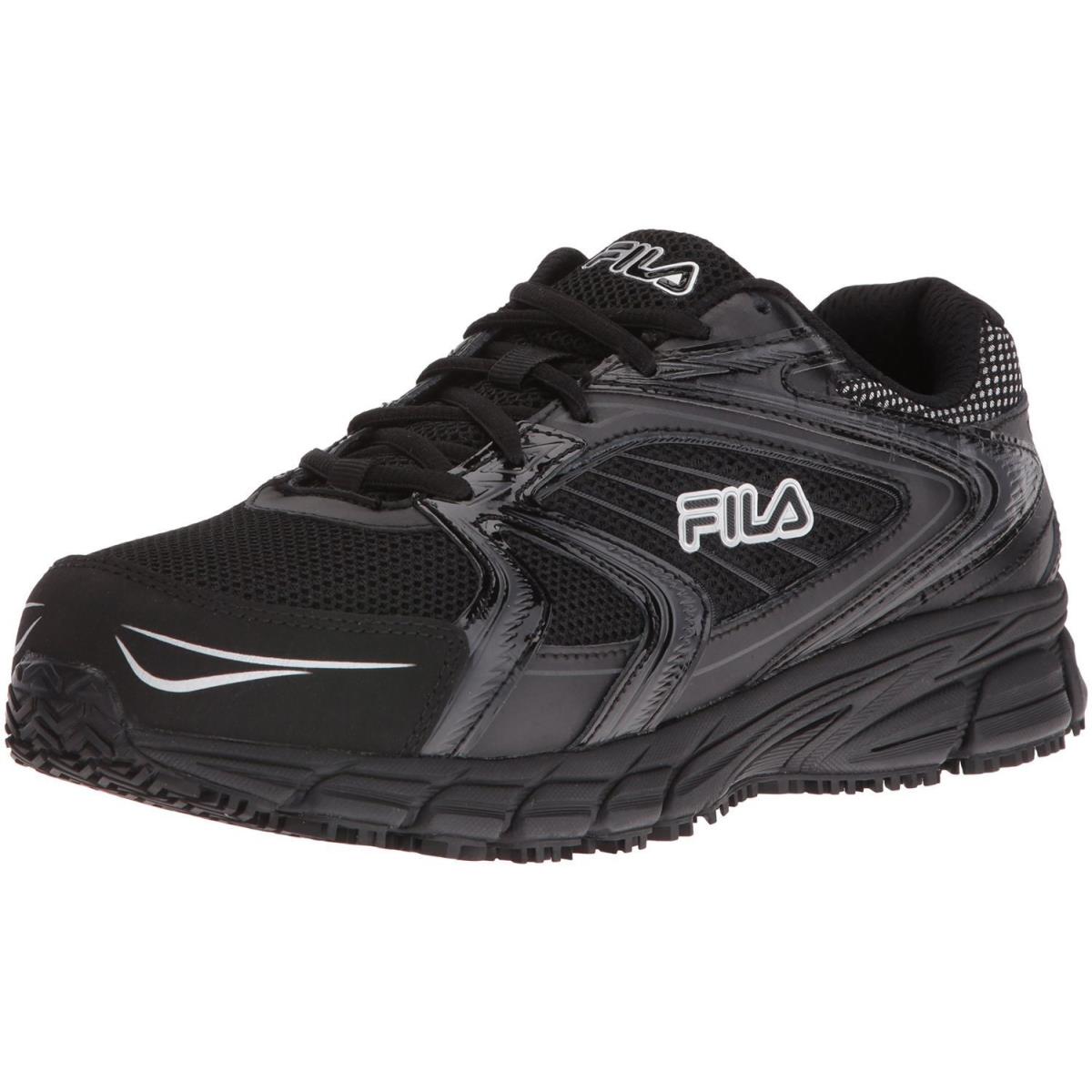 Fila Men`s Memory Reckoning 7 Work Slip Resistant Steel Toe Running Shoe Blk/bl - BLK/BLK/MSIL