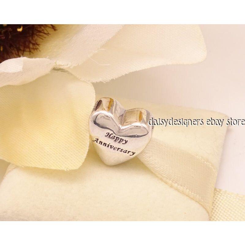 Pandora Silver Gold Happy Anniversary Heart Charm 791290 Retired