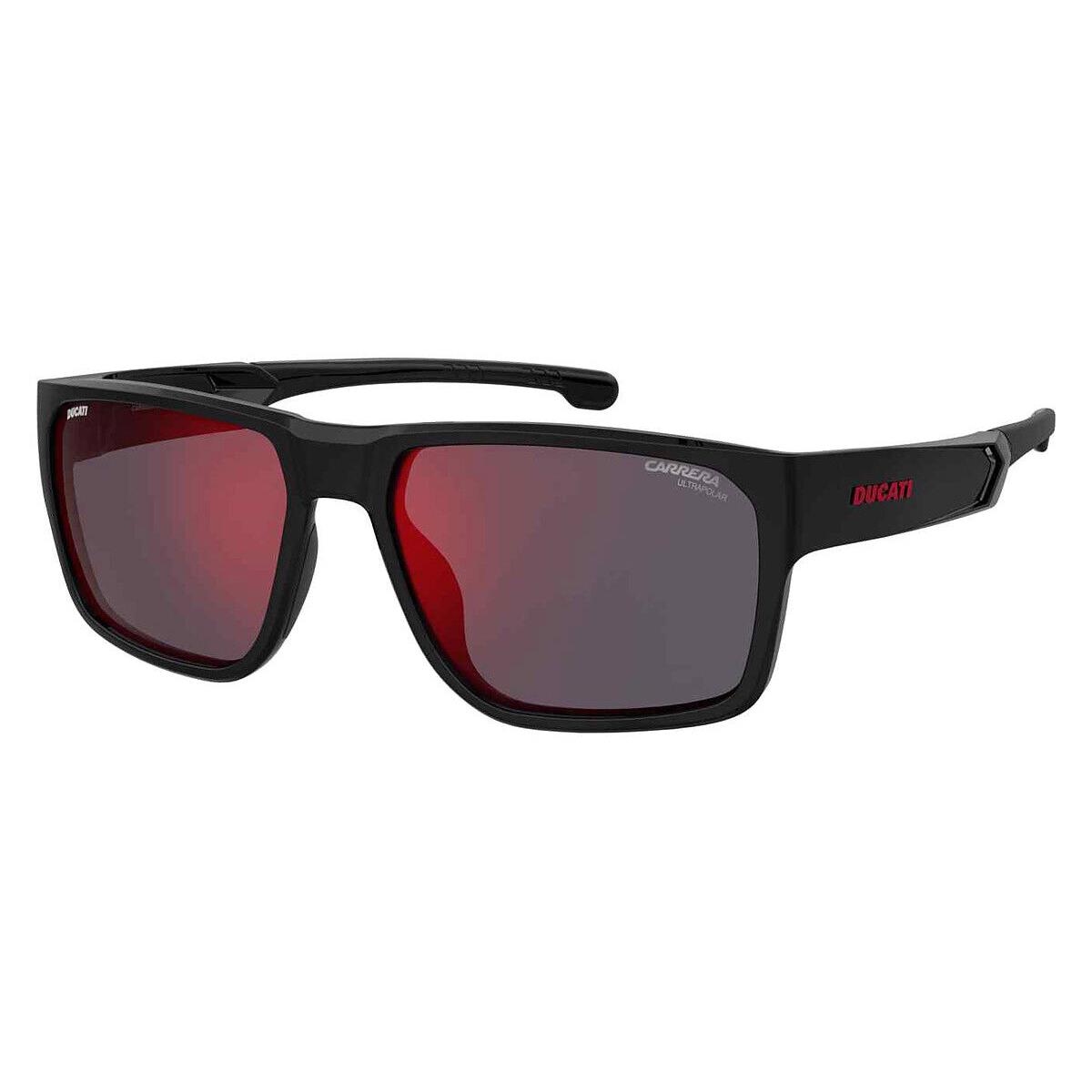 Carrera Carduc 029/S Sunglasses Men Black 59mm - Frame: Black, Lens: Red Mirrored Polarized High Contrast