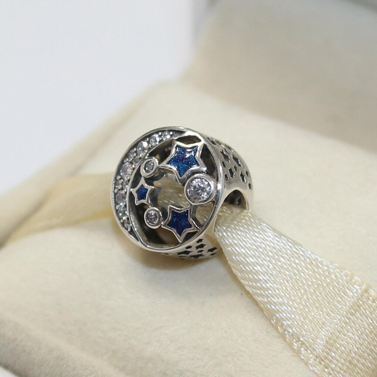 Pandora Charm Vintage Night Sky Bead 791992CZ W Tag Suede Pouch