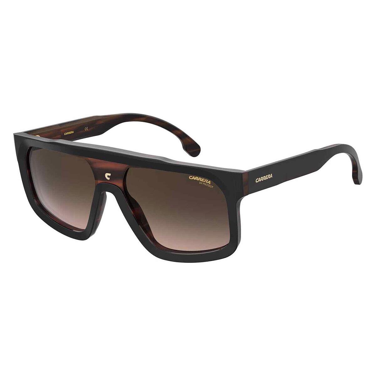 Carrera Car Sunglasses Black Horn / Brown Shaded Blue Mirrored