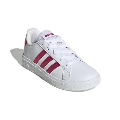 Youth`s Adidas Grand Court 2 Low White Real Magenta - GY4764 - White