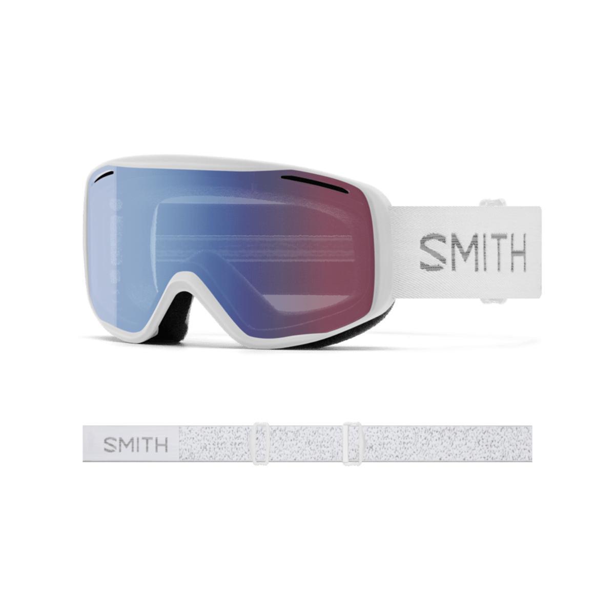 Smith Rally Snow Goggles 2024 White Chunky Knit w/ Blue Sensor Mirror Lens