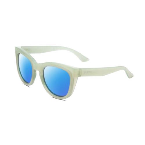 Smith Optics Sidney Womens Cat Eye Polarized Sunglasses Green Crystal 52mm 4 Opt Blue Mirror Polar