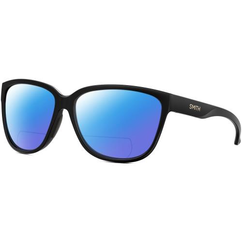 Smith Optics Monterey Womens Pantho Polarized Bifocal Sunglasses Black Gold 58mm Blue Mirror