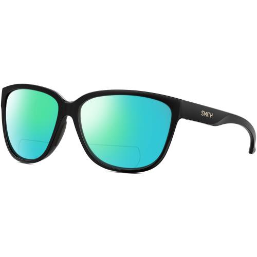 Smith Optics Monterey Womens Pantho Polarized Bifocal Sunglasses Black Gold 58mm Green Mirror