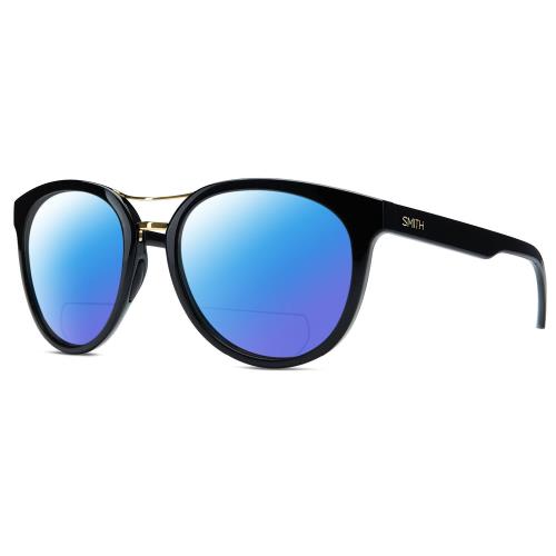 Smith Optics Bridgetown Women Panto Polarized Bifocal Sunglasses Black Gold 54mm - Frame: Multicolor, Lens: Blue Mirror