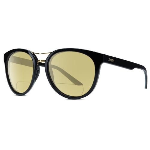 Smith Optics Bridgetown Women Panto Polarized Bifocal Sunglasses Black Gold 54mm Yellow