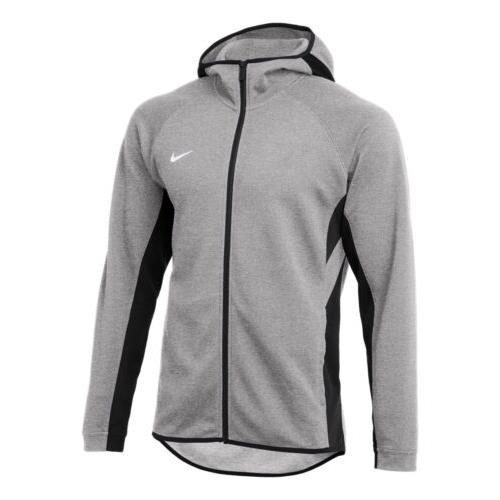 Nike Men`s Showtime Dri-fit Full-zip Basketball Hoodie Heather Grey CQ0306-032