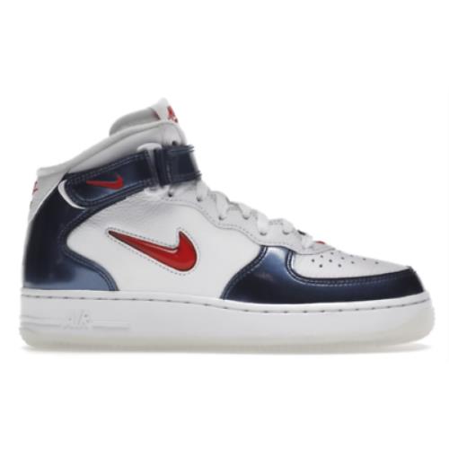 Nike Men`s Air Force 1 Mid QS Basketball Sneakers - White/University Red - Midnight Navy - White