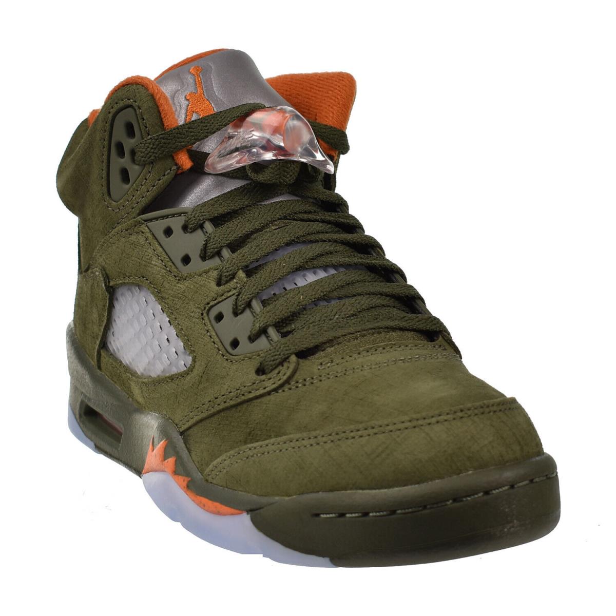 Air Jordan 5 Retro GS Big Kids` Shoes Army Olive-solar Orange 440888-308 - Army Olive-Solar Orange