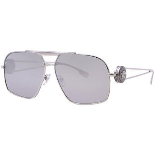 Versace VE2269 10006G Sunglasses Men`s Silver/light Grey Mirror Silver 62mm