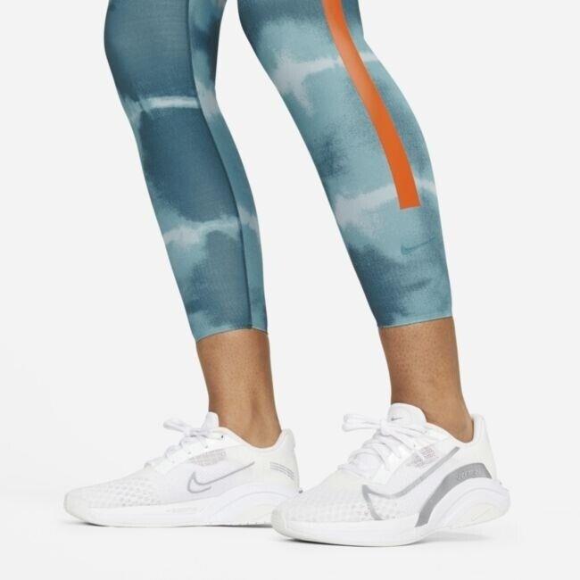 Nike Women Dri-fit One Luxe Printed Leggings DM7619-058 Blue Orange Size Xxl 2XL