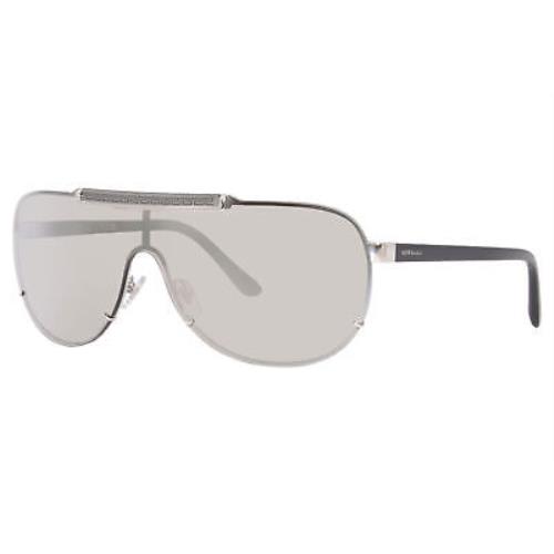 Versace VE2140 10006G Sunglasses Men`s Silver/light Grey/silver Mirror Lens 40mm