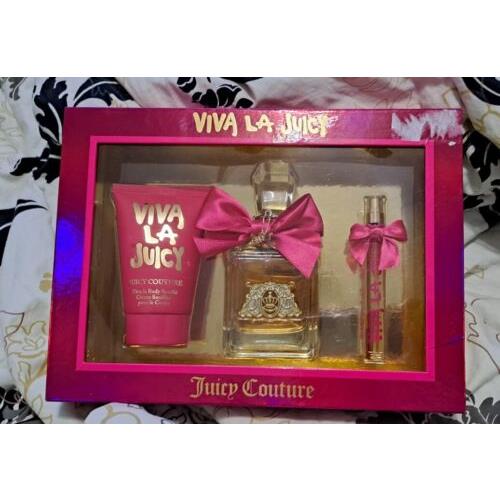 Juicy Couture Viva La Juicy 3.4oz Eau De Perfume Edp Lotion Souffle Gift 3pc