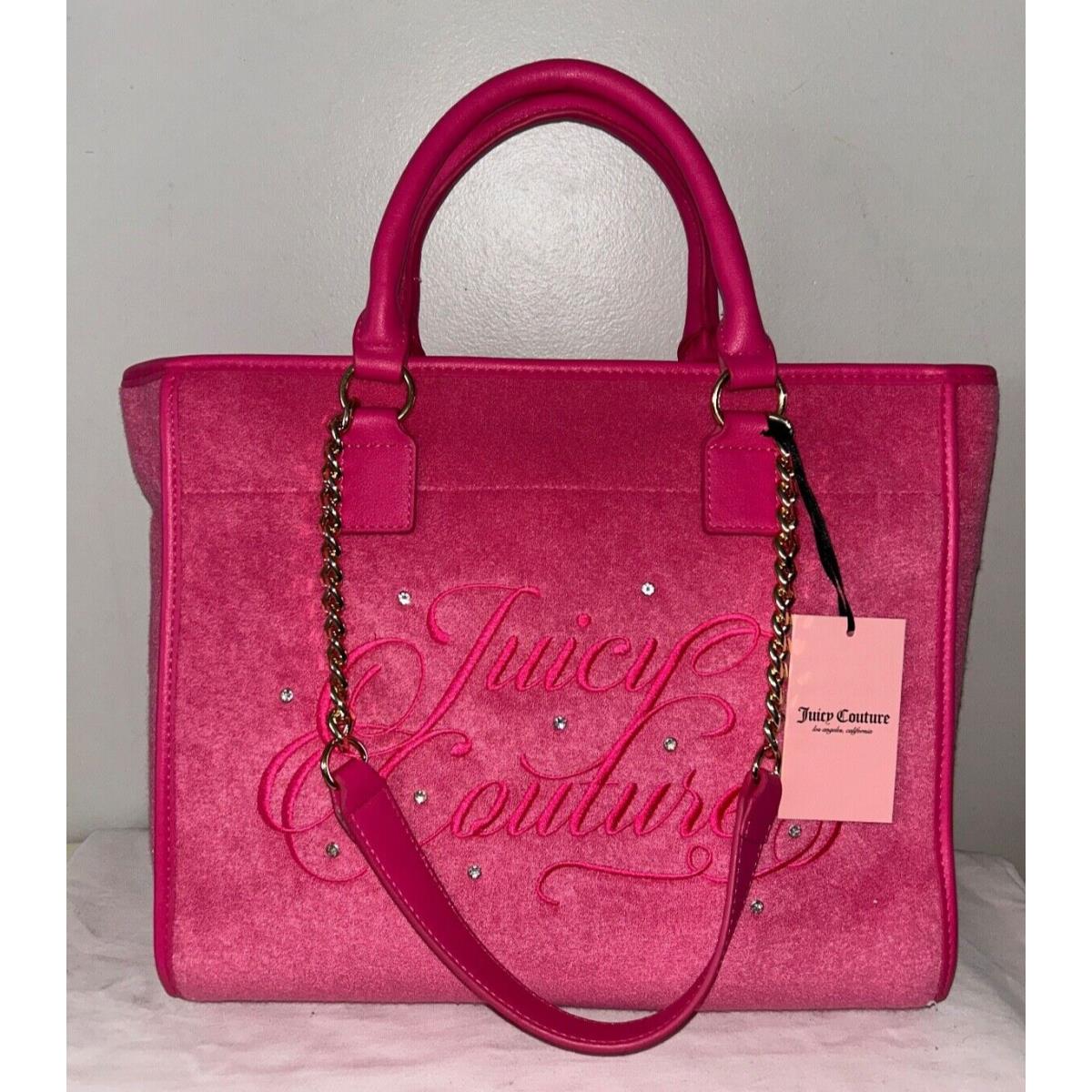 Juicy Couture Velour Juicy Beach Couture Tote in Hot Pink Flash