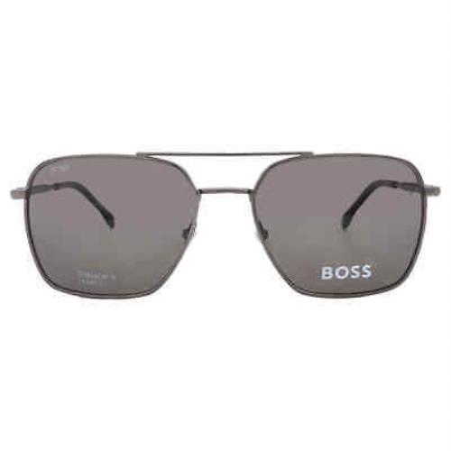 Hugo Boss Polarized Grey Navigator Men`s Sunglasses Boss 1414/S 0R80/M9 57