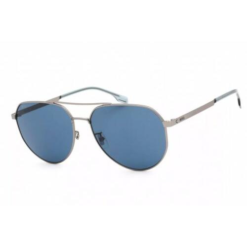 Hugo Boss BOSS1473FSK-0R81-61 Sunglasses Size 61mm 145mm 16 Ruthenium Sunglass - Frame: Ruthenium, Lens: Blue / Ruthenium