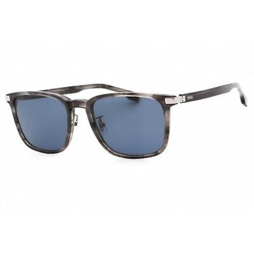 Hugo Boss Boss 1406/F/SK 02W8 KU Sunglasses Grey Horn Frame Blue Lenses 57 Mm