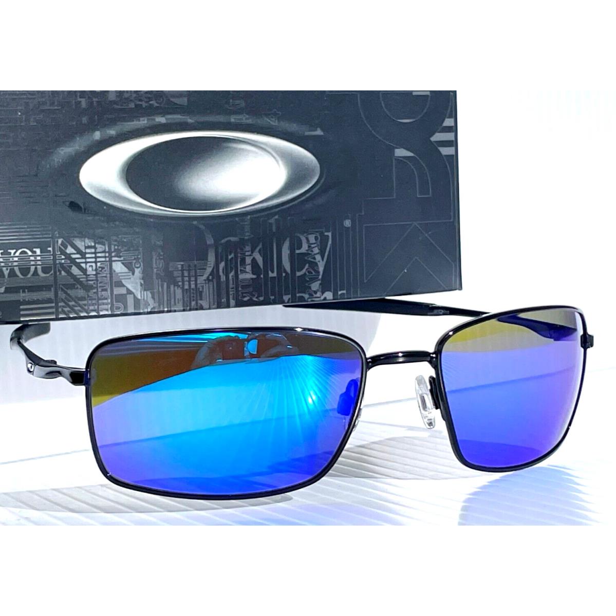 Oakley Square Wire Polished Black Polarized Galaxy Blue Lens Sunglasses 4075