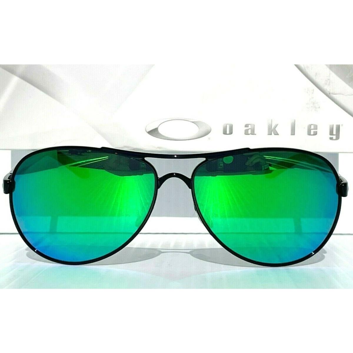 Oakley Feedback Aviator Shiny Black Polarized Galaxy Jade Sunglass 4079-34