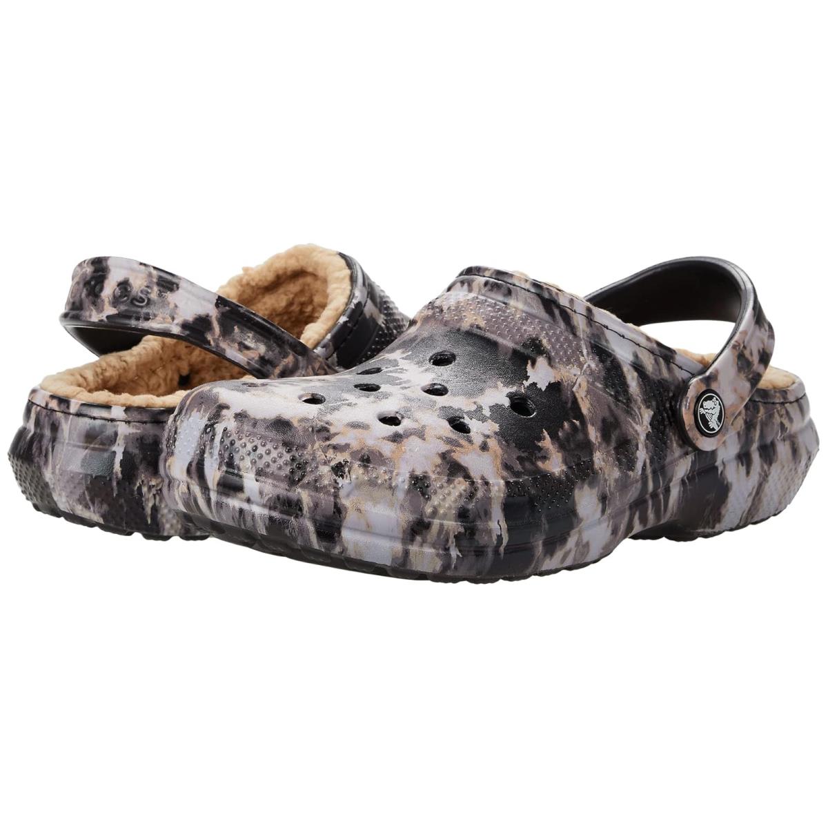 Unisex Clogs Crocs Classic Lined Tie-dye Clog Black/Bleach Dye