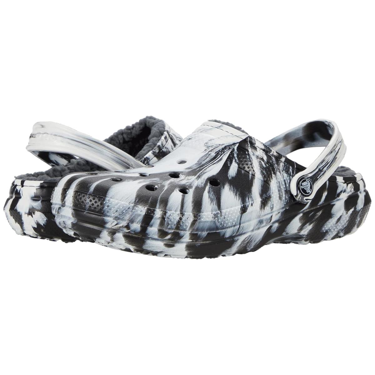 Unisex Clogs Crocs Classic Lined Tie-dye Clog White/Black Marbled