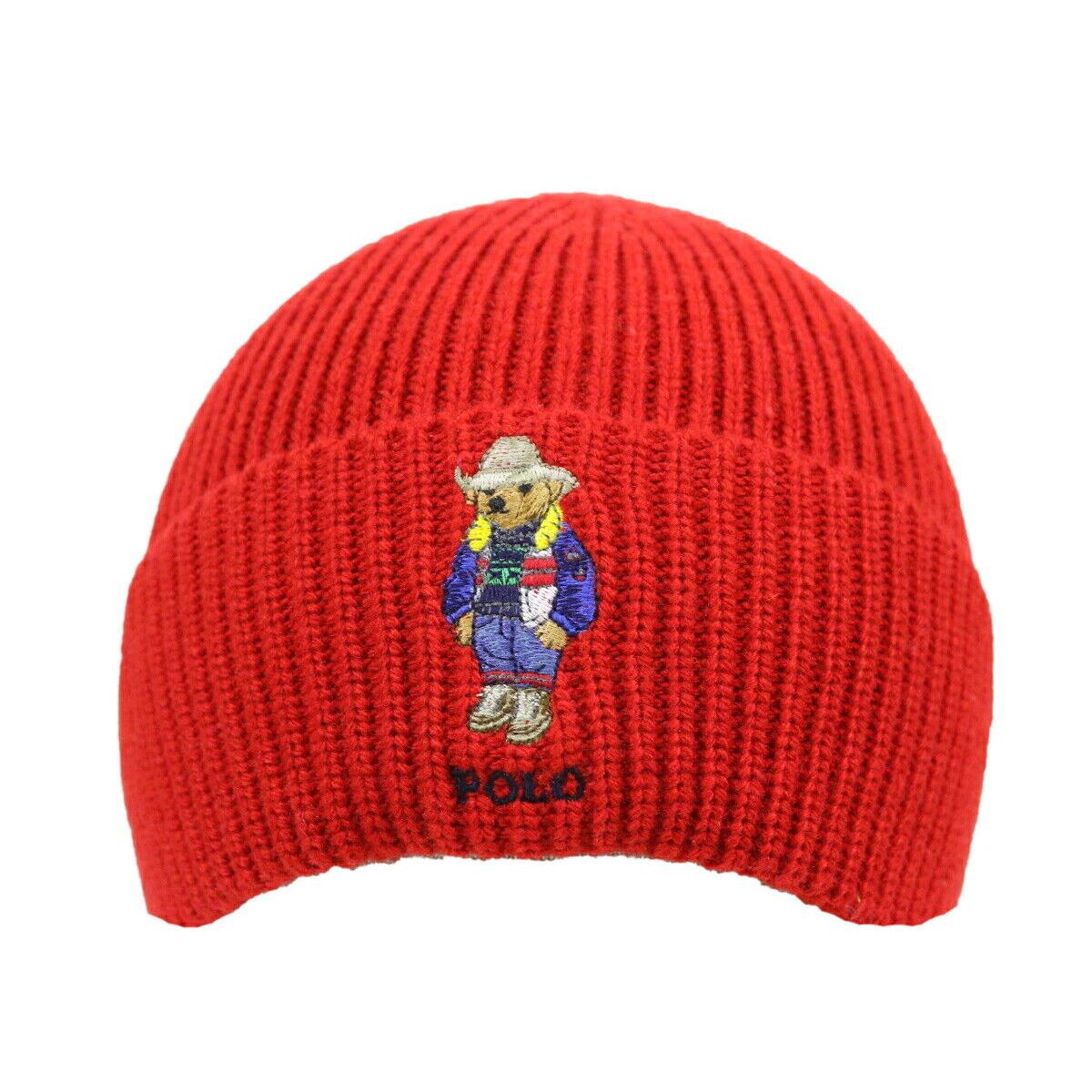 Polo Ralph Lauren Polo Bear Stocking Cap Hat Watch Cap Beanie - Red