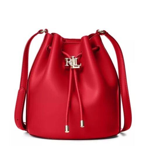 Lauren Ralph Lauren Andie Medium Leather Red Drawstring Bag