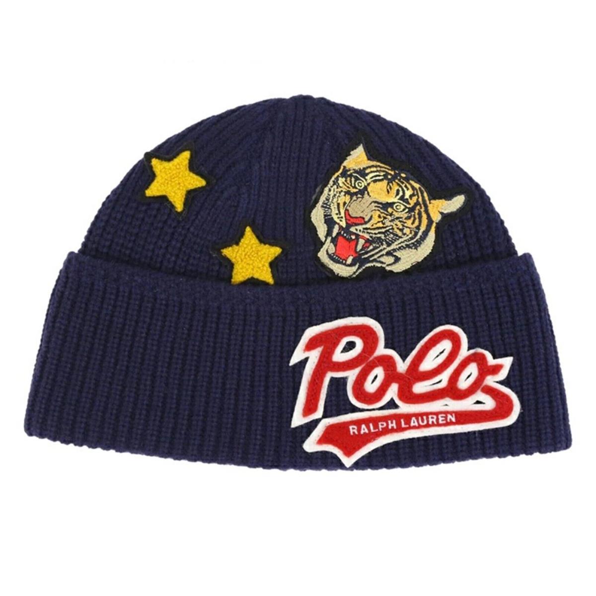 Polo Ralph Lauren Stocking Cap Hat Watch Cap Beanie with Patches Tiger Patch