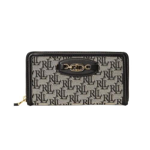 Lauren Ralph Lauren Monogram Jacquard Continental Zip Large Wallet Black