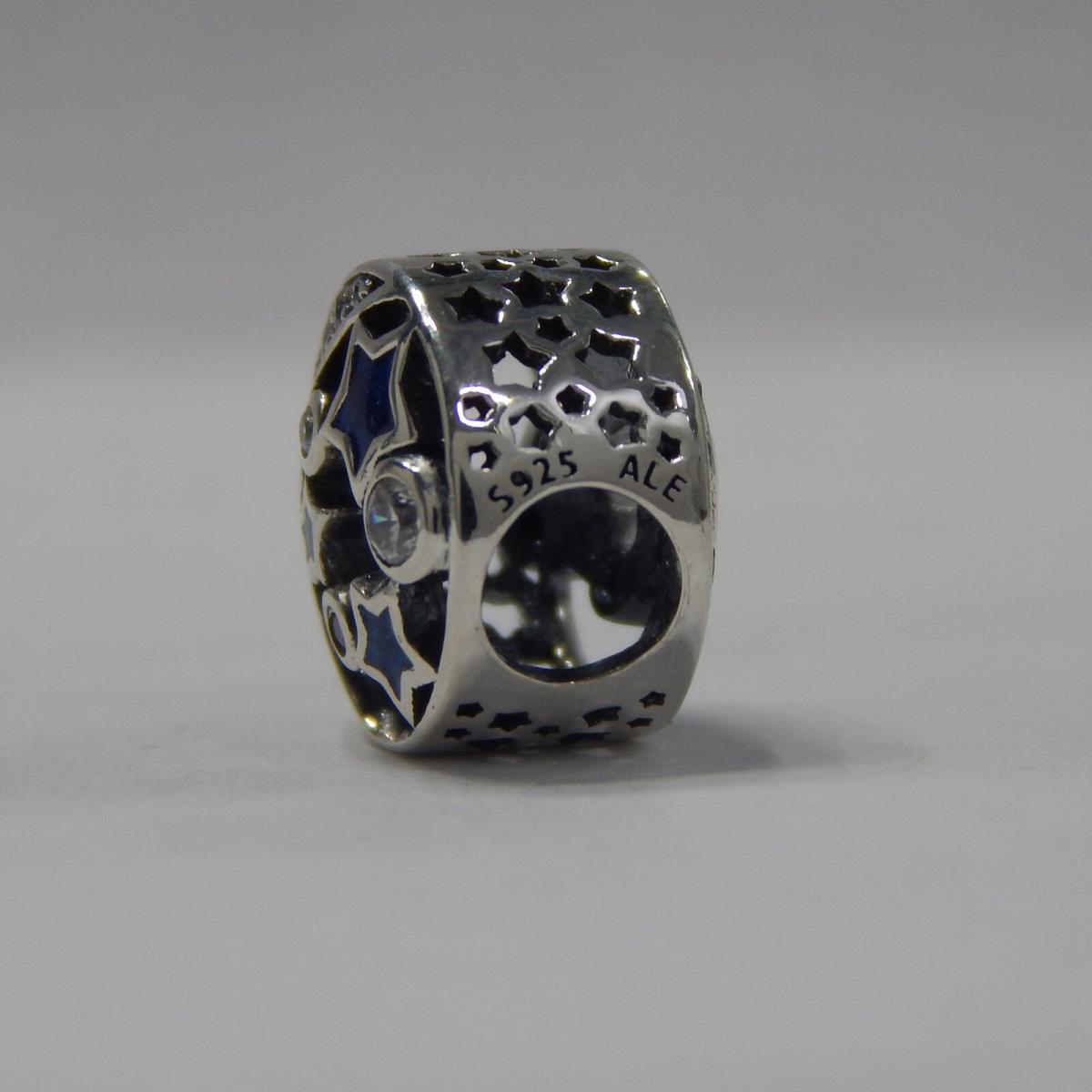 Pandora Charm Shimmering Midnight Blue Enamel Vintage Night Sky 791992CZ W Suede