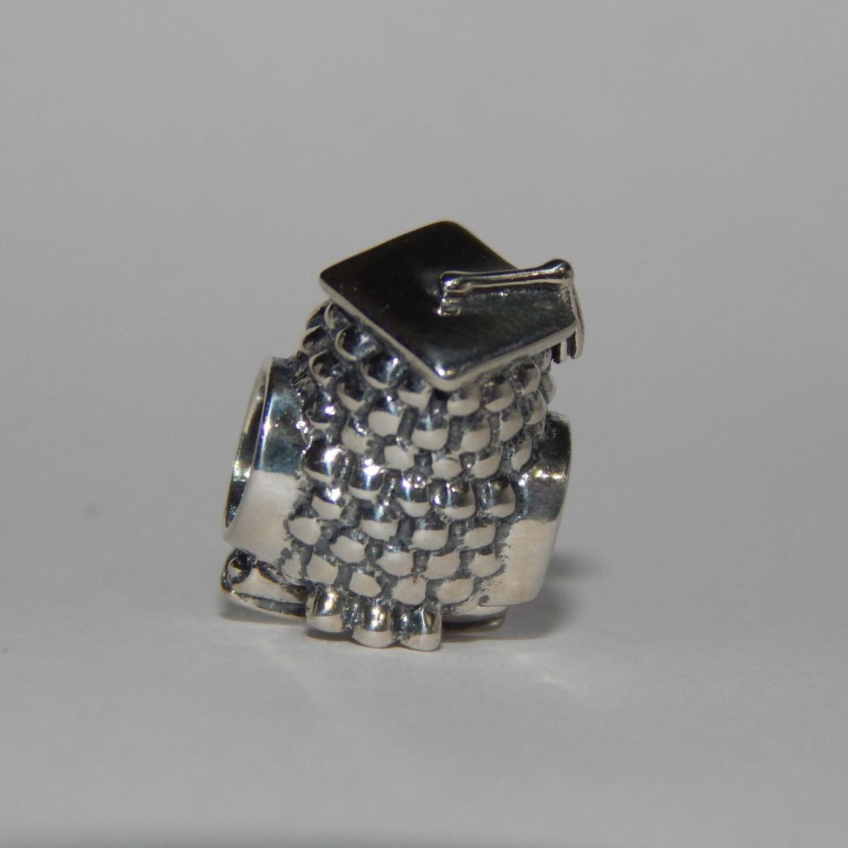 Pandora Graduate Owl Bead Charm 791502NSB W Suede Pouch