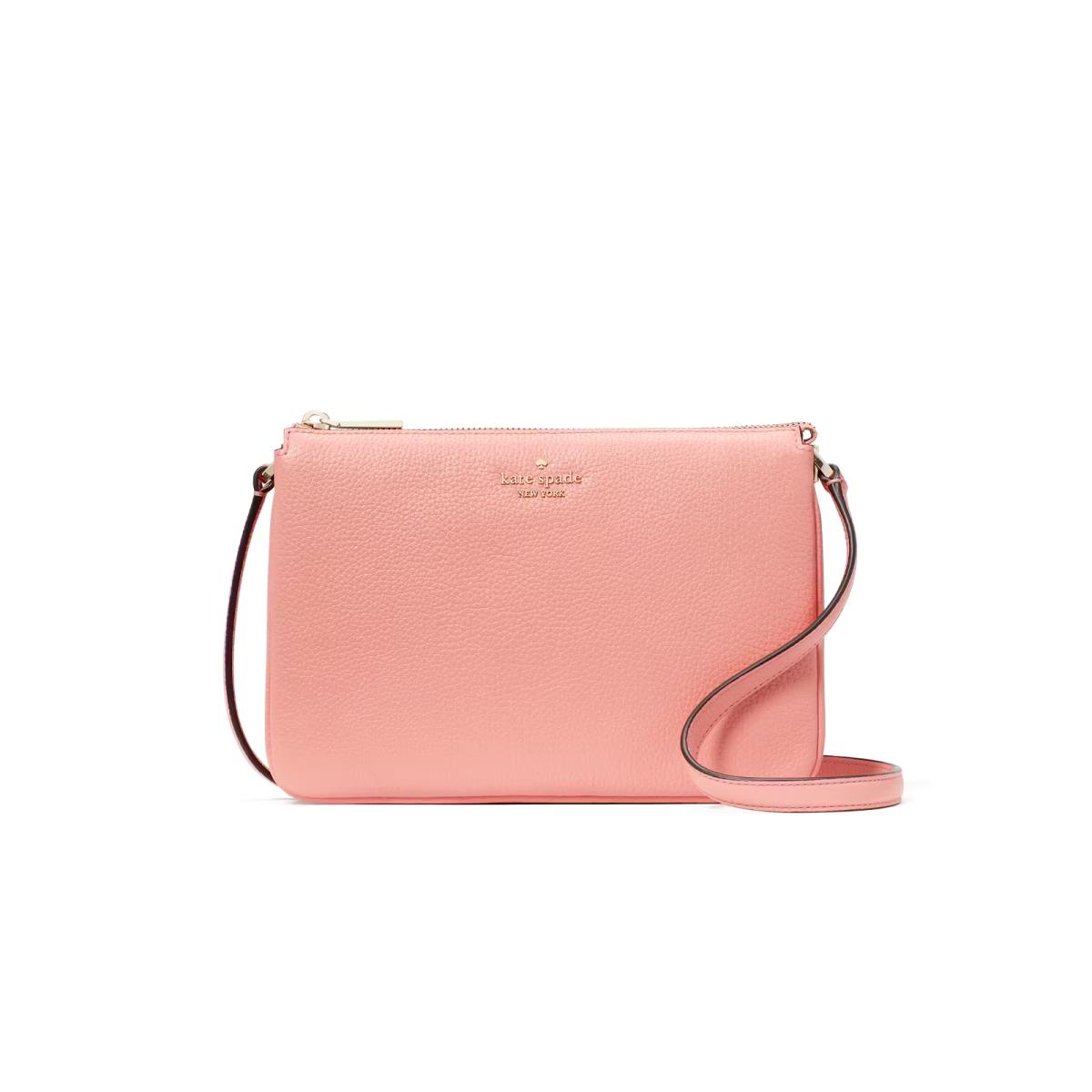 Kate Spade Triple Gusset Crossbody Bag Peachy Rose Pebble Leather WKR00448