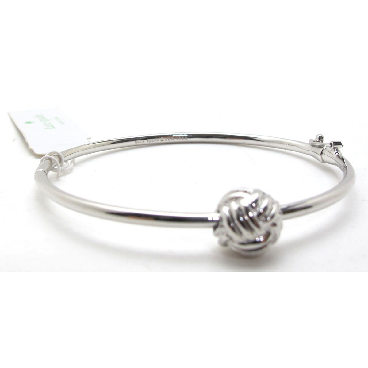 New Kate Spade New York Knotted Rope Silver Plate Hinged Bangle Bracelet 2.75