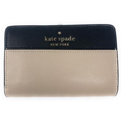 Kate Spade Staci Colorblock Bicolor Wallet Black/beige -new